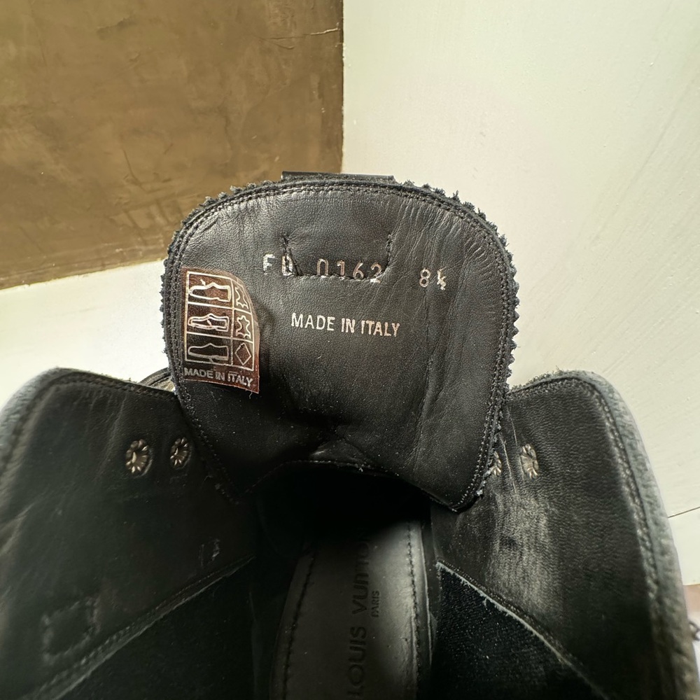 Louis Vuitton Black Leather Brogue Combat Boots - Picture 2 of 4